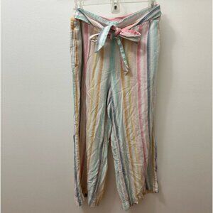 Loft Colorful Striped Loose Flare Pants wide leg crop size small